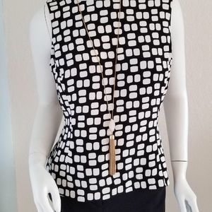 100% Silk button Down white black business top